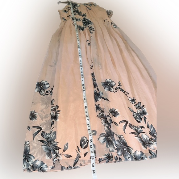 Ruiyige Pink and Grey Formal Sleeveless Maxi Chiffon Halter Neck Vintage Dress - Picture 6 of 8